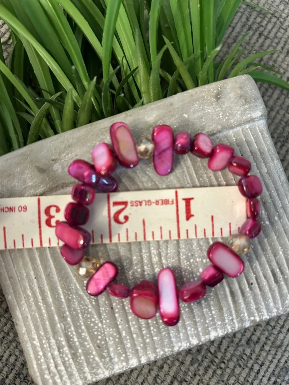 Elegant Pink Shell Bead Stretch Bracelet beachy vibes